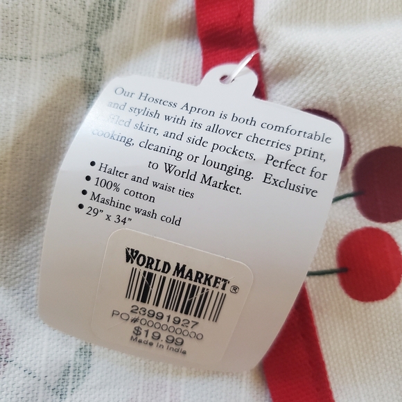 Apron covered in Cherries. NEW with Tags. Great Hostess gift! - Picture 3 of 6